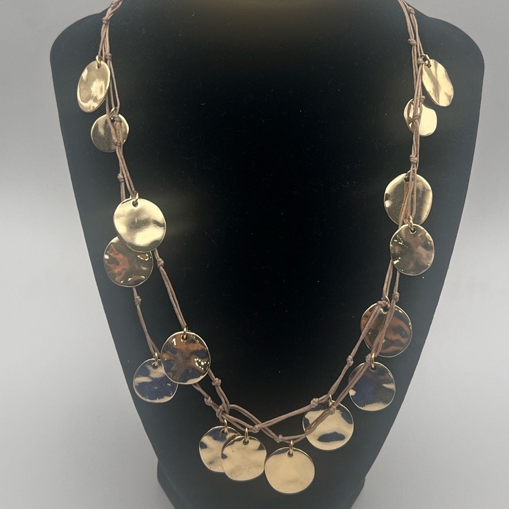 Bohemian Gold Disc Statement Necklace - Picture 6 of 6